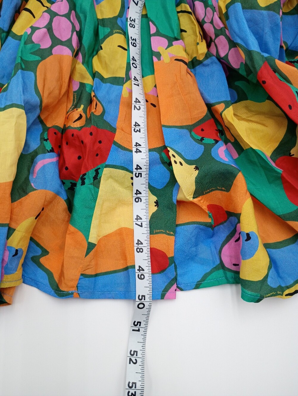 FARM Rio Multicolor Fruit Landscape Smocked Puff Sleeve Midi Dress Size Medium - Picture 14 of 14